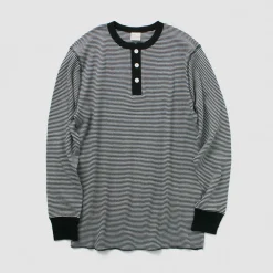 HEALTHKNIT T-Shirts^/ Basic Waffle Henley Neck Long Sleeve