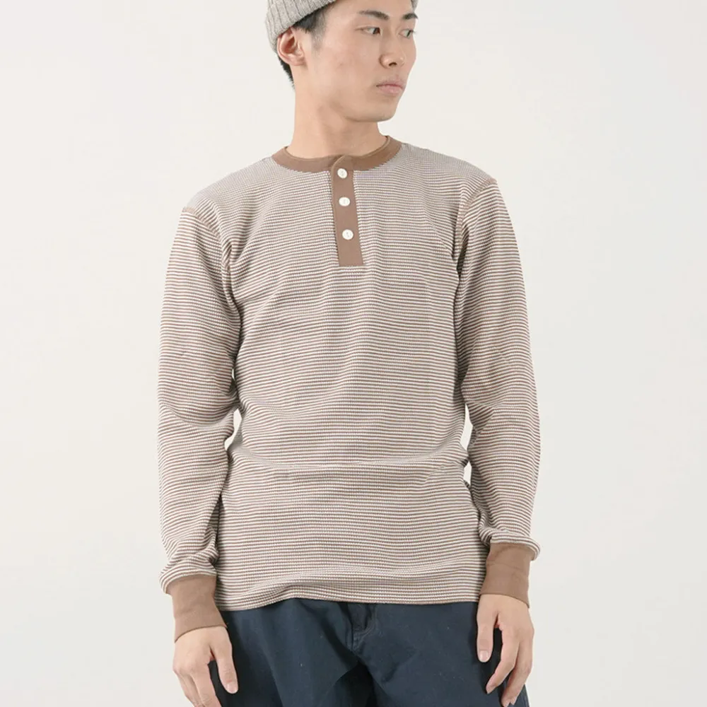 HEALTHKNIT T-Shirts^/ Basic Waffle Henley Neck Long Sleeve