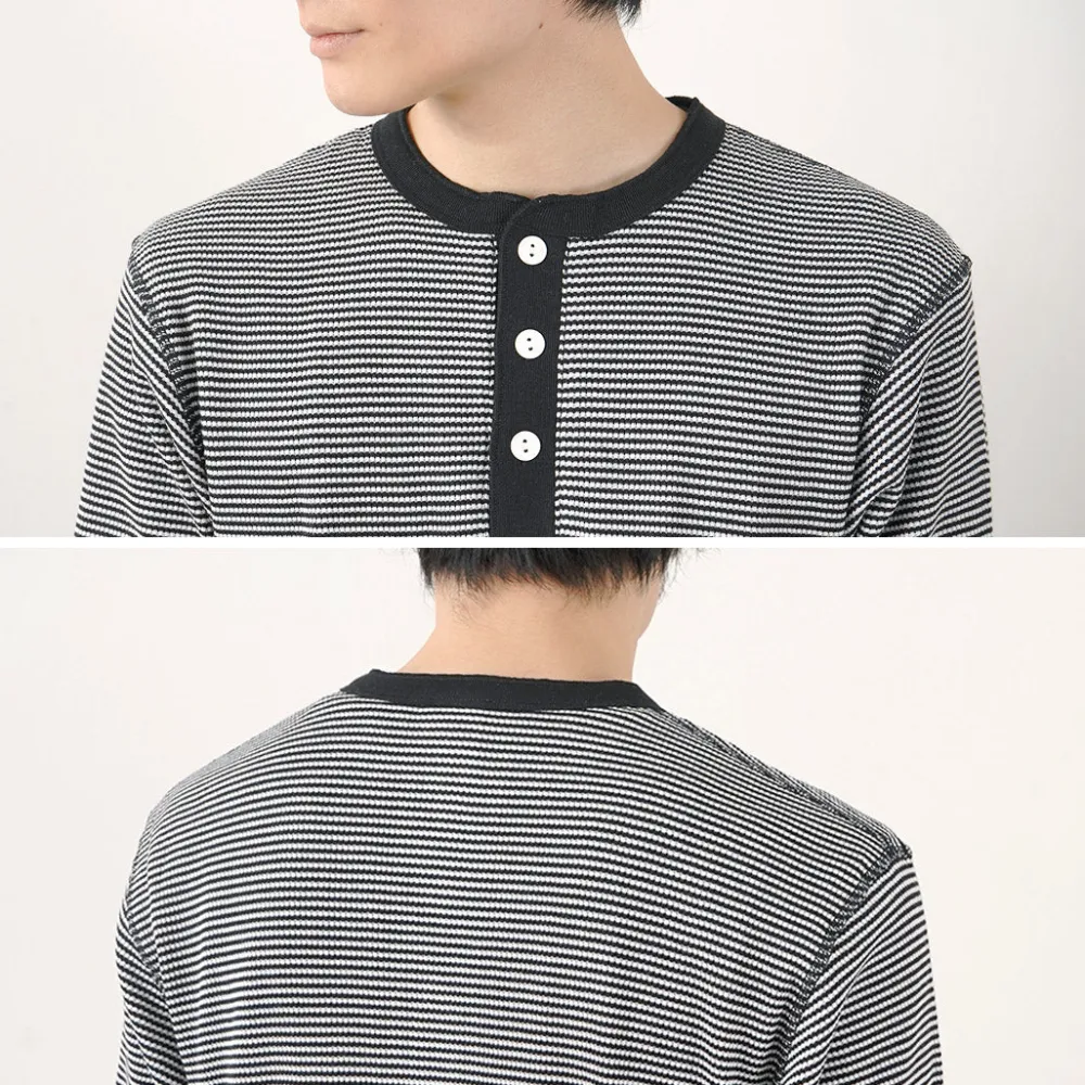HEALTHKNIT T-Shirts^/ Basic Waffle Henley Neck Long Sleeve