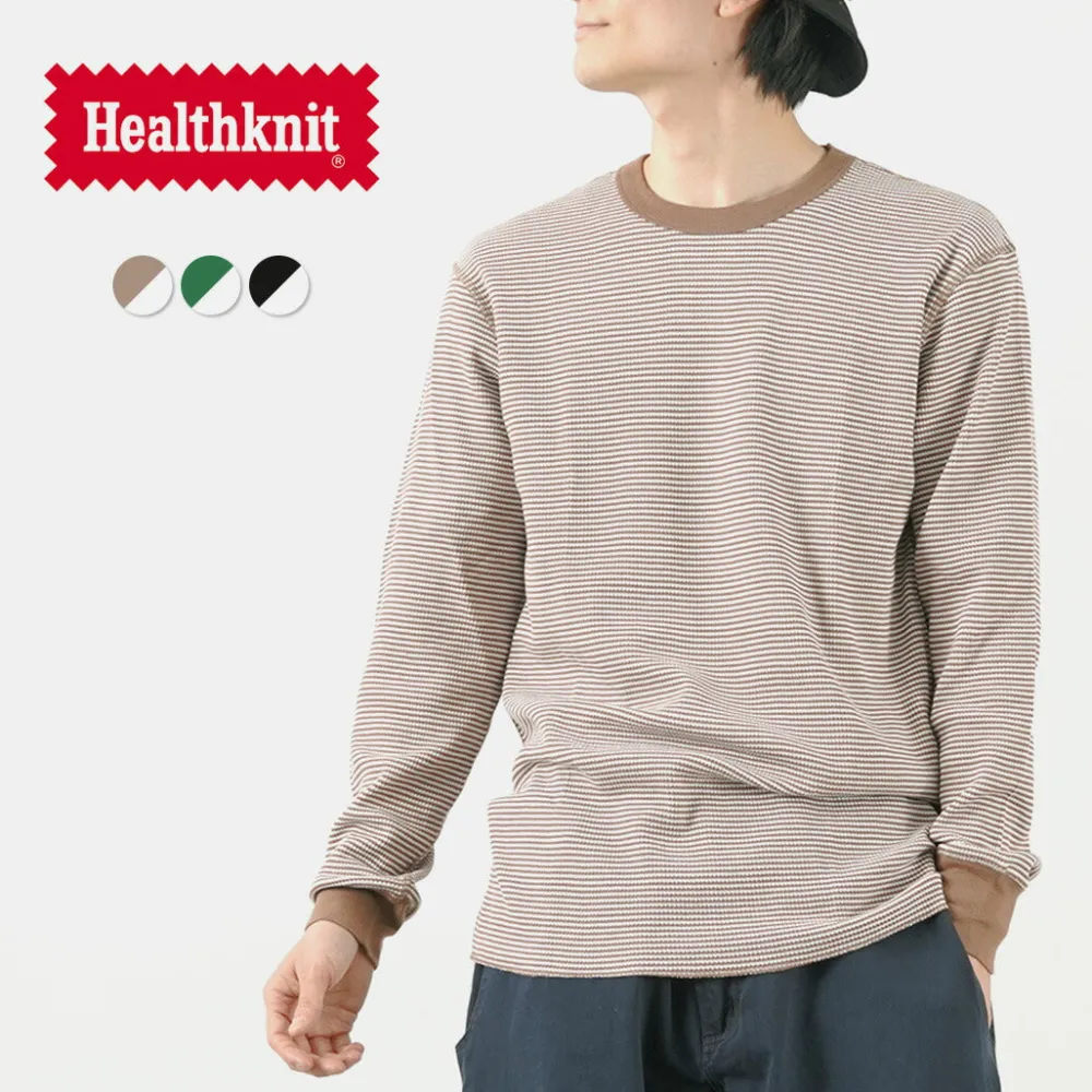 HEALTHKNIT T-Shirts^/ Basic Waffle Crew Neck Long Sleeve