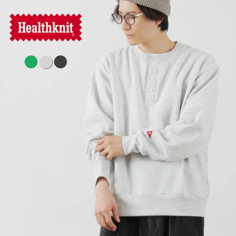 HEALTHKNIT Sweatshirts^/ Classic Sweatshirt Henley Neck Long Sleeve