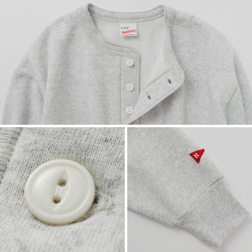 HEALTHKNIT Sweatshirts^/ Classic Sweatshirt Henley Neck Long Sleeve