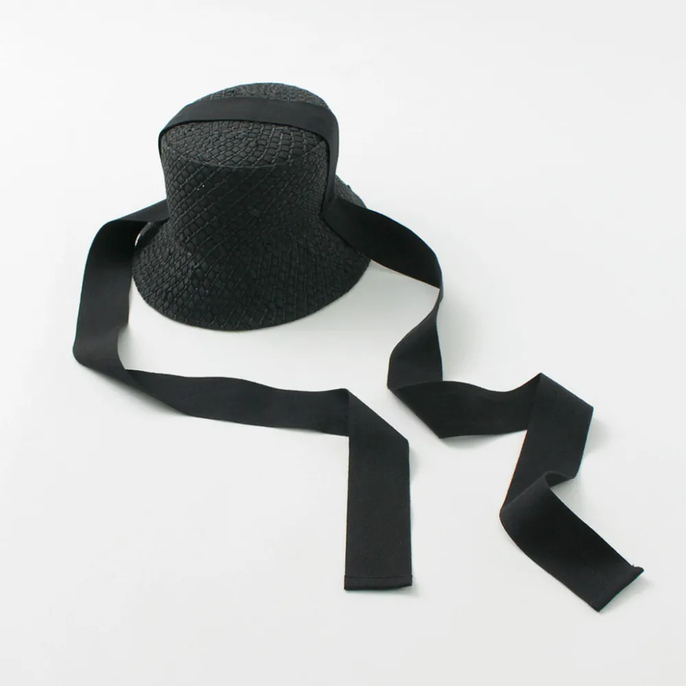 HICOSAKA Hats^/ Paper Knit Bucket Ribbon Hat black