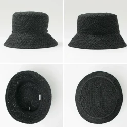 HICOSAKA Hats^/ Paper Knit Bucket Ribbon Hat black