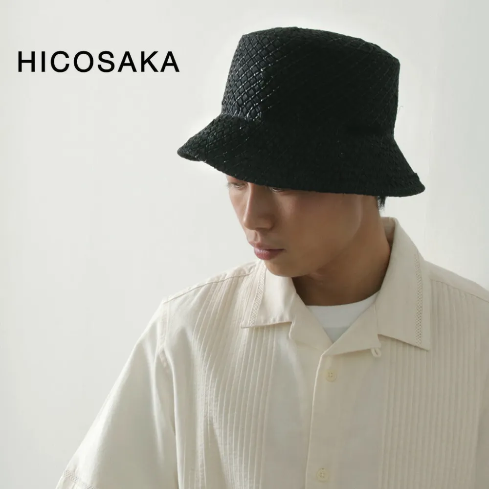 HICOSAKA Hats^/ Paper Knit Bucket Ribbon Hat black
