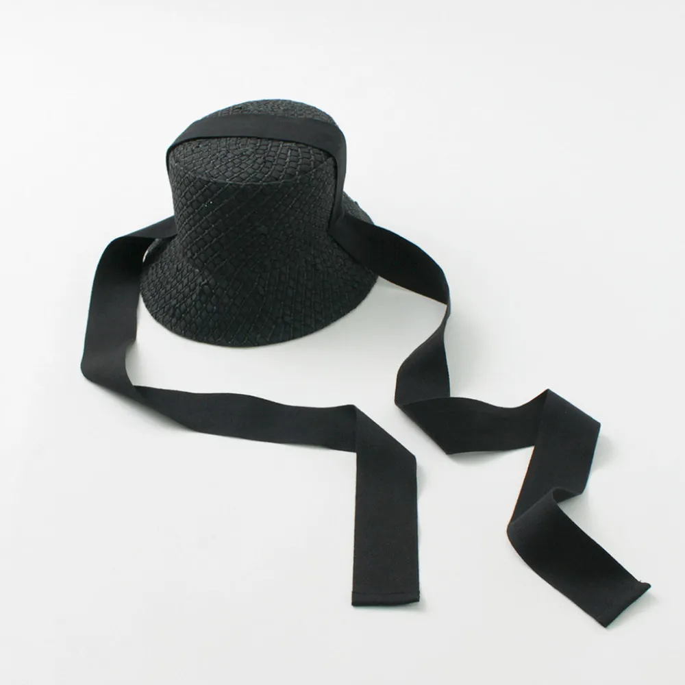HICOSAKA Hats^/ Paper Knit Bucket Ribbon Hat black