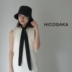 HICOSAKA Hats^/ Paper Knit Bucket Ribbon Hat black
