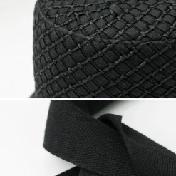 HICOSAKA Hats^/ Paper Knit Bucket Ribbon Hat black