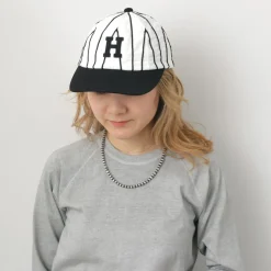 HICOSAKA Hats^/ Striped 8 Panel Logo Cap
