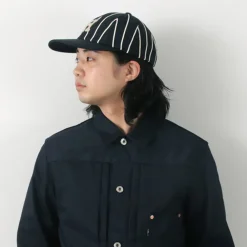 HICOSAKA Hats^/ Striped 8 Panel Logo Cap