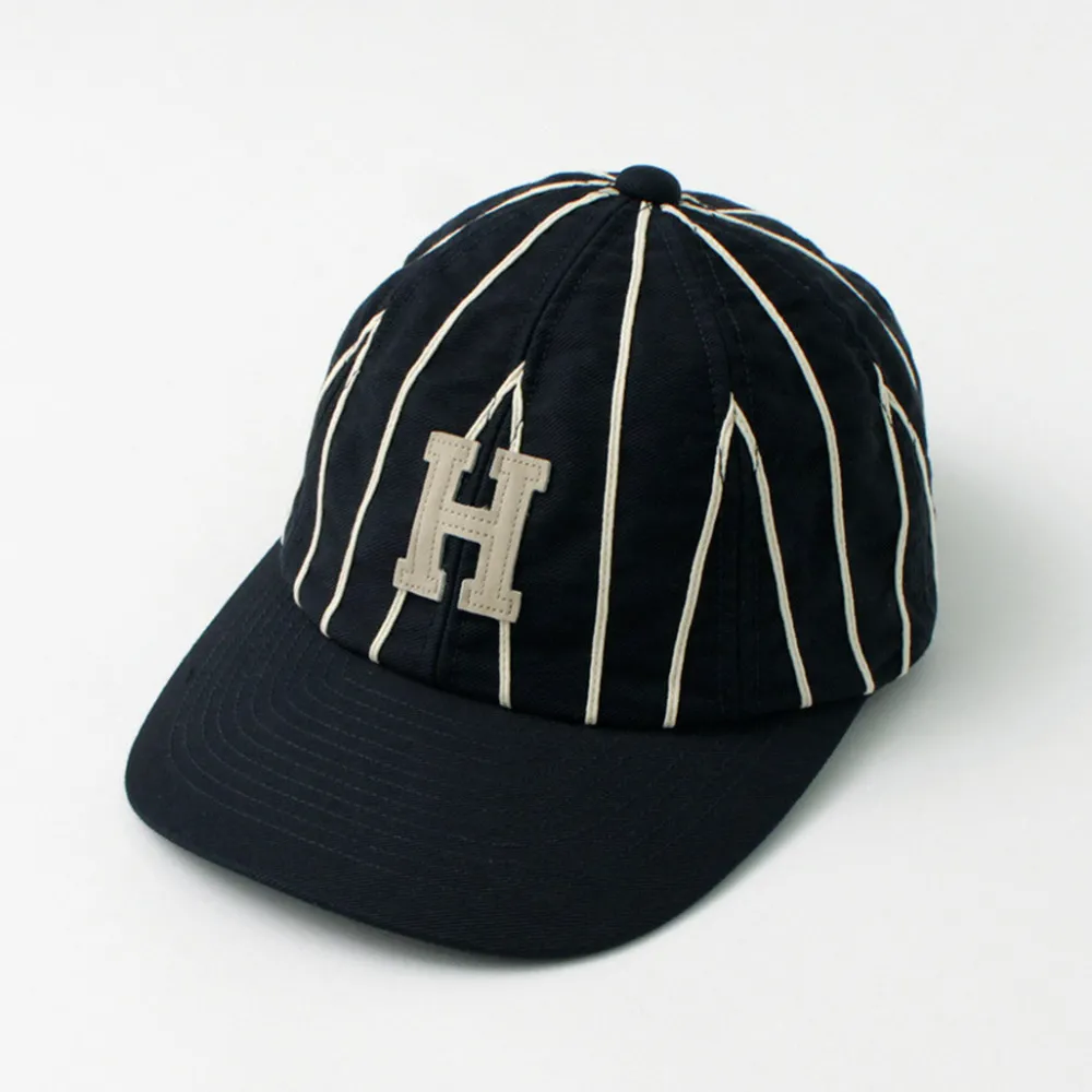 HICOSAKA Hats^/ Striped 8 Panel Logo Cap