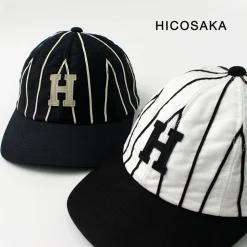 HICOSAKA Hats^/ Striped 8 Panel Logo Cap