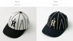 HICOSAKA Hats^/ Striped 8 Panel Logo Cap