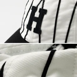 HICOSAKA Hats^/ Striped 8 Panel Logo Cap