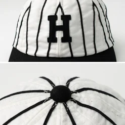 HICOSAKA Hats^/ Striped 8 Panel Logo Cap