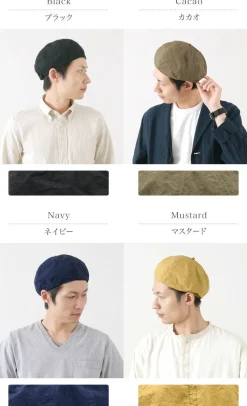 HIGHER Hats^/ Cotton Linen Weather Beret
