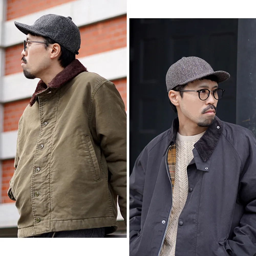 HIGHER Hats^/ Harris Tweed Herringbone Cap HT24035