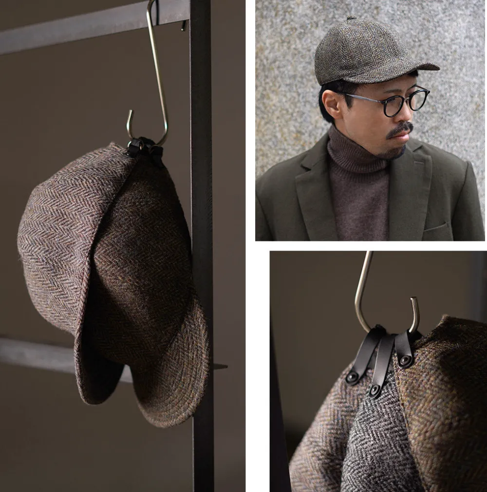 HIGHER Hats^/ Harris Tweed Herringbone Cap HT24035