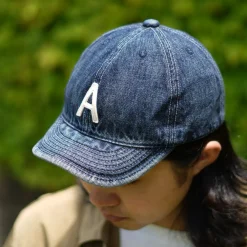 HIGHER Hats^/ Selvage denim cap with initials badge