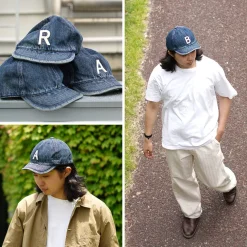 HIGHER Hats^/ Selvage denim cap with initials badge