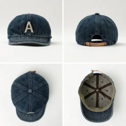 HIGHER Hats^/ Selvage denim cap with initials badge