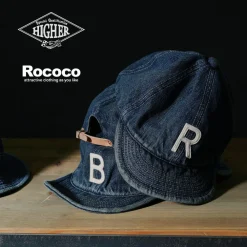 HIGHER Hats^/ Selvage denim cap with initials badge