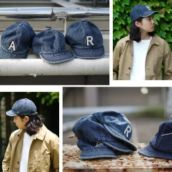 HIGHER Hats^/ Selvage denim cap with initials badge