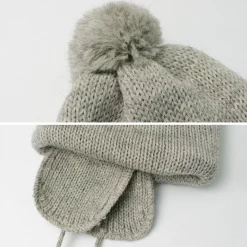 HIGHLAND 2000 Hats^/ 3G Solid Bobcap Double Ear Cover and Pom Pom and Chin Rope (20cm)