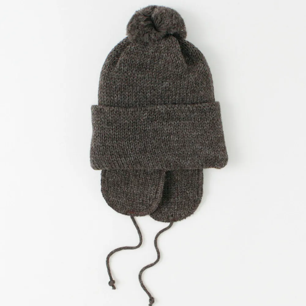 HIGHLAND 2000 Hats^/ 3G Solid Bobcap Double Ear Cover and Pom Pom and Chin Rope (20cm)