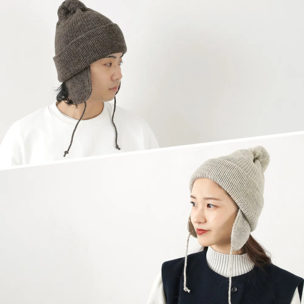 HIGHLAND 2000 Hats^/ 3G Solid Bobcap Double Ear Cover and Pom Pom and Chin Rope (20cm)