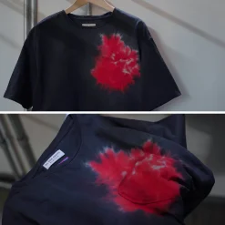 ILL ONE EIGHTY T-Shirts^/ Tie Dye Heart Pocket Short Sleeve T-Shirt black