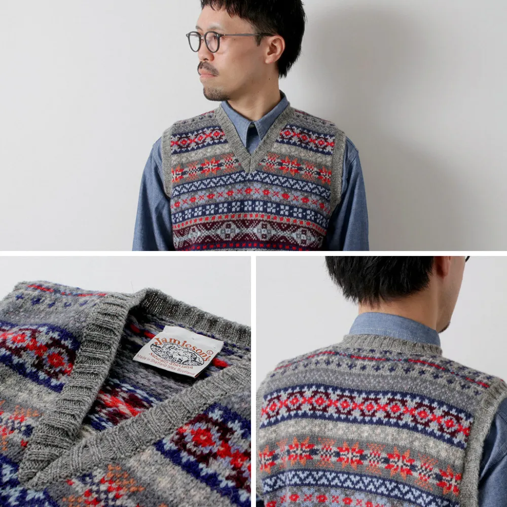 JAMIESONS Knits^/ Fair Isle V-neck Vest