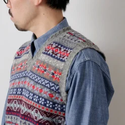 JAMIESONS Knits^/ Fair Isle V-neck Vest