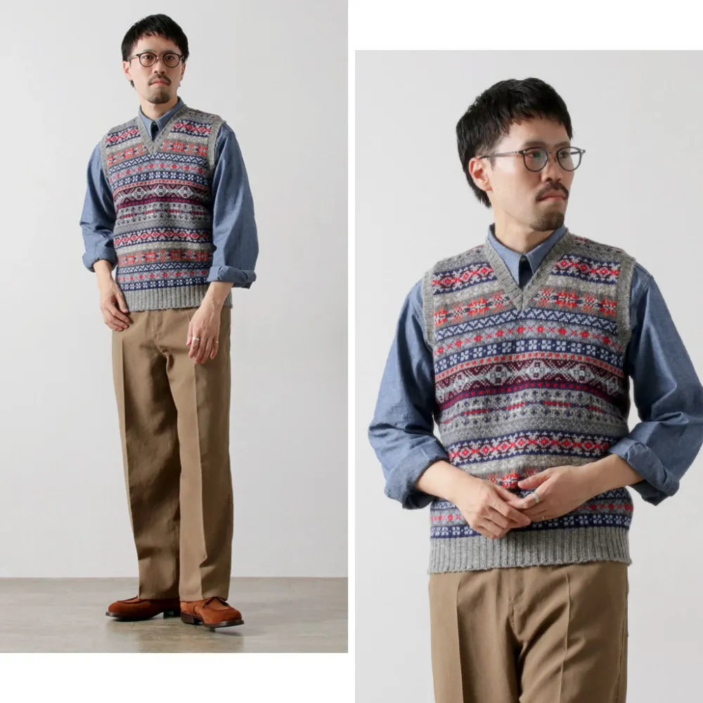 JAMIESONS Knits^/ Fair Isle V-neck Vest
