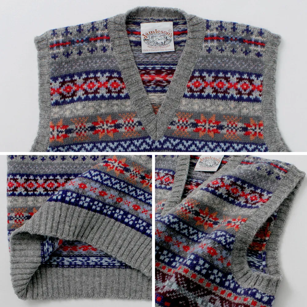 JAMIESONS Knits^/ Fair Isle V-neck Vest