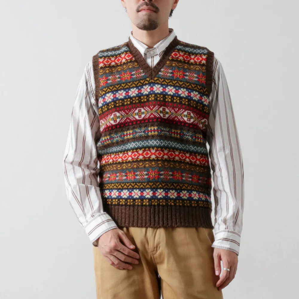 JAMIESONS Knits^/ Fair Isle V-neck Vest