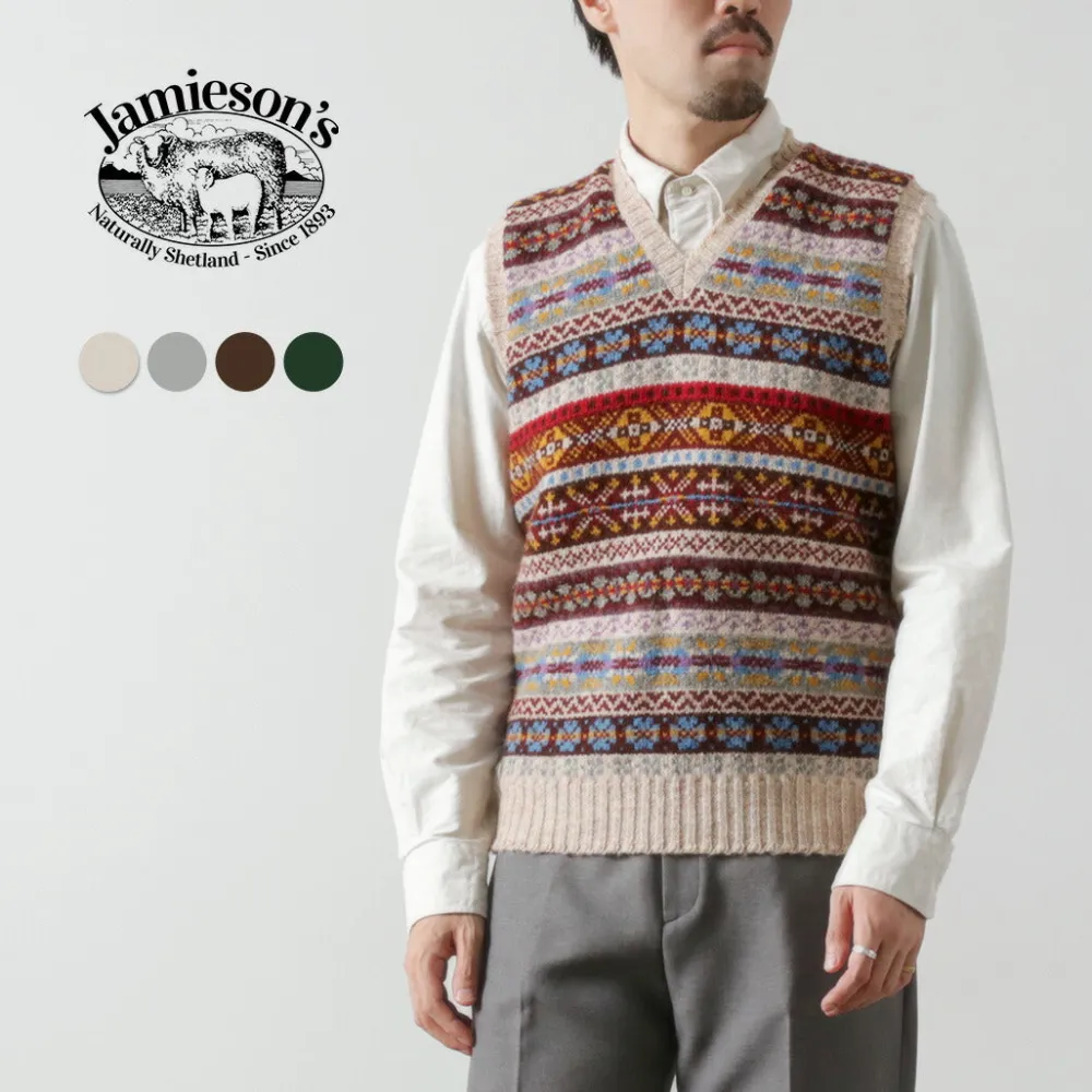 JAMIESONS Knits^/ Fair Isle V-neck Vest