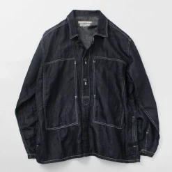 JAPAN BLUE JEANS Jackets^/ Cotton Linen Denim Faux Army Pullover Jacket indigo