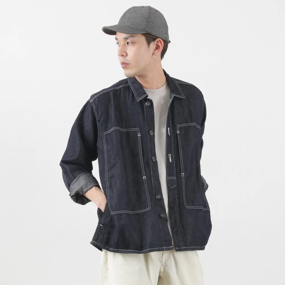 JAPAN BLUE JEANS Jackets^/ Cotton Linen Denim Faux Army Pullover Jacket indigo