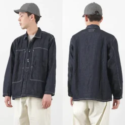JAPAN BLUE JEANS Jackets^/ Cotton Linen Denim Faux Army Pullover Jacket indigo