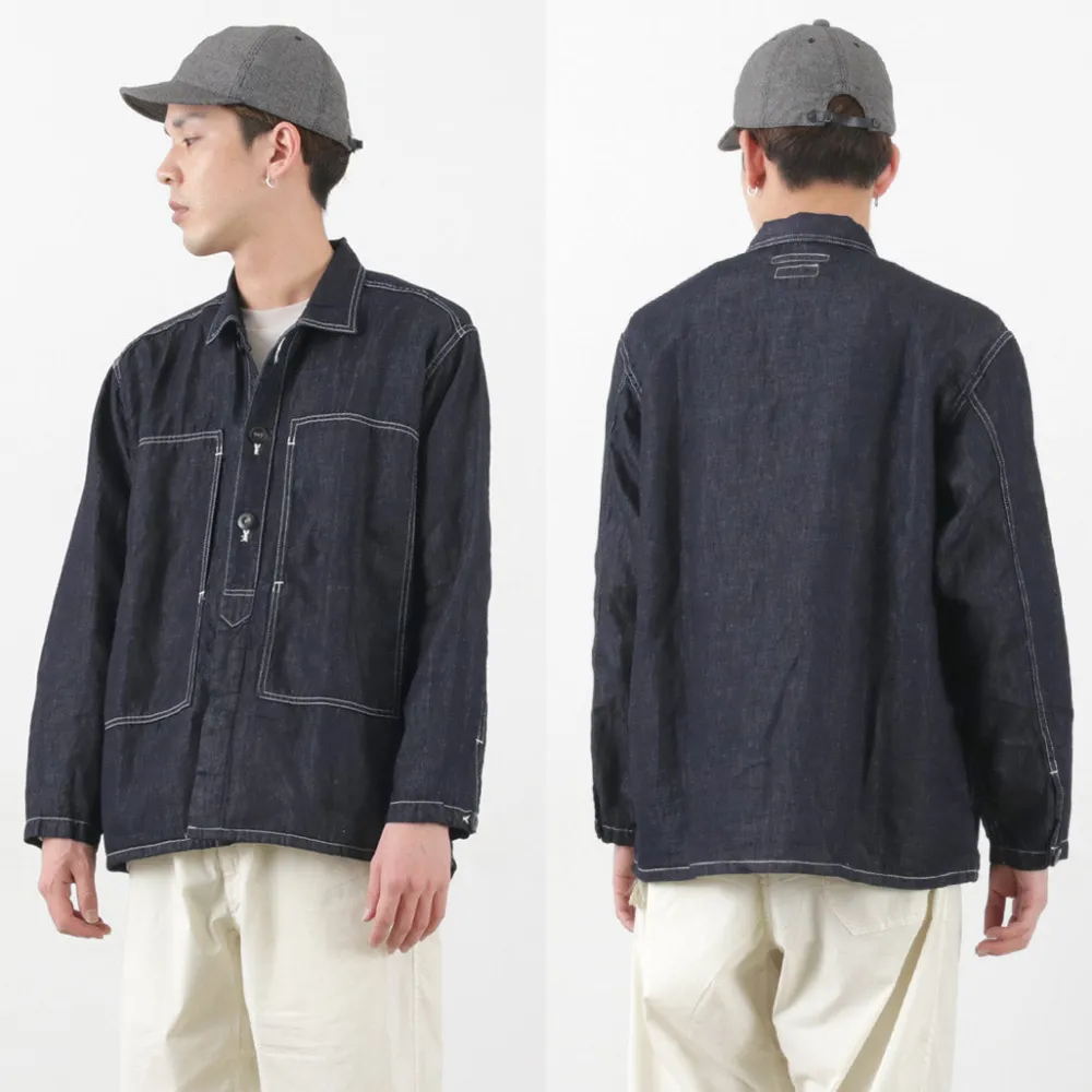 JAPAN BLUE JEANS Jackets^/ Cotton Linen Denim Faux Army Pullover Jacket indigo