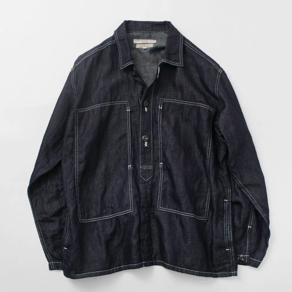 JAPAN BLUE JEANS Jackets^/ Cotton Linen Denim Faux Army Pullover Jacket indigo