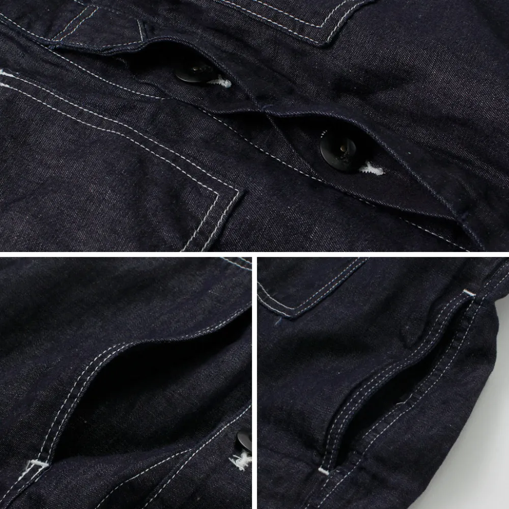 JAPAN BLUE JEANS Jackets^/ Cotton Linen Denim Faux Army Pullover Jacket indigo
