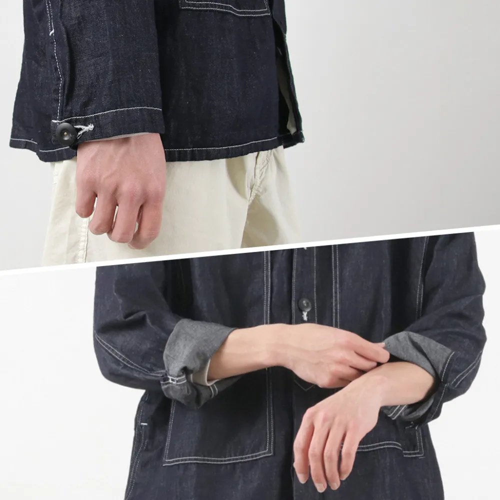 JAPAN BLUE JEANS Jackets^/ Cotton Linen Denim Faux Army Pullover Jacket indigo