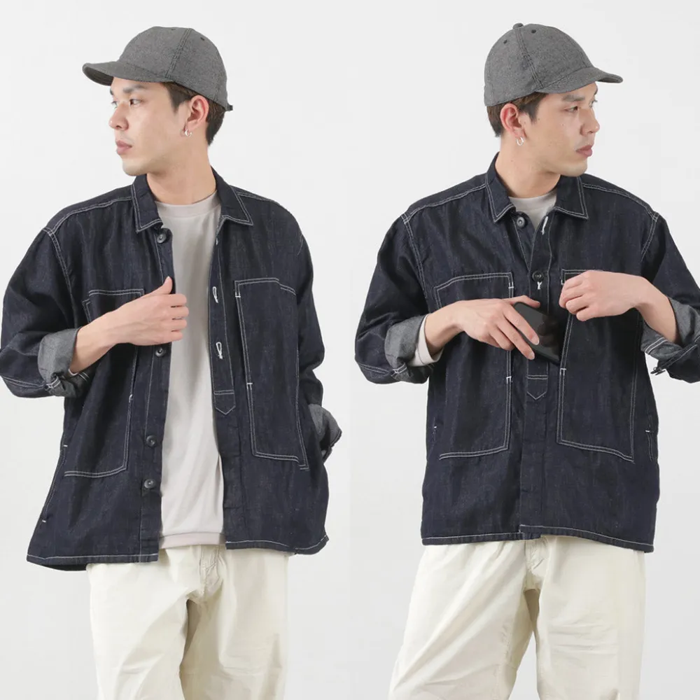 JAPAN BLUE JEANS Jackets^/ Cotton Linen Denim Faux Army Pullover Jacket indigo