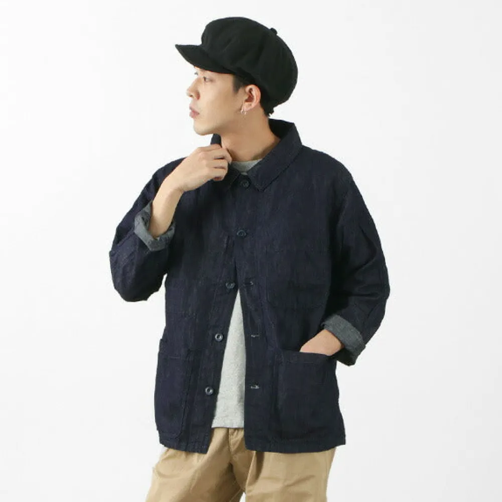 JAPAN BLUE JEANS Jackets^/ RJB7070 Summer French Coverall Jacket Cotton Linen Denim indigo