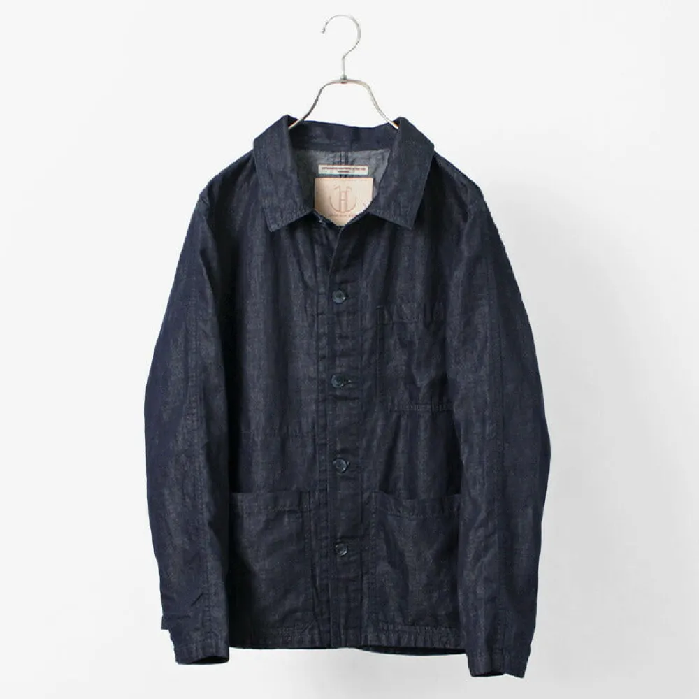 JAPAN BLUE JEANS Jackets^/ RJB7070 Summer French Coverall Jacket Cotton Linen Denim indigo