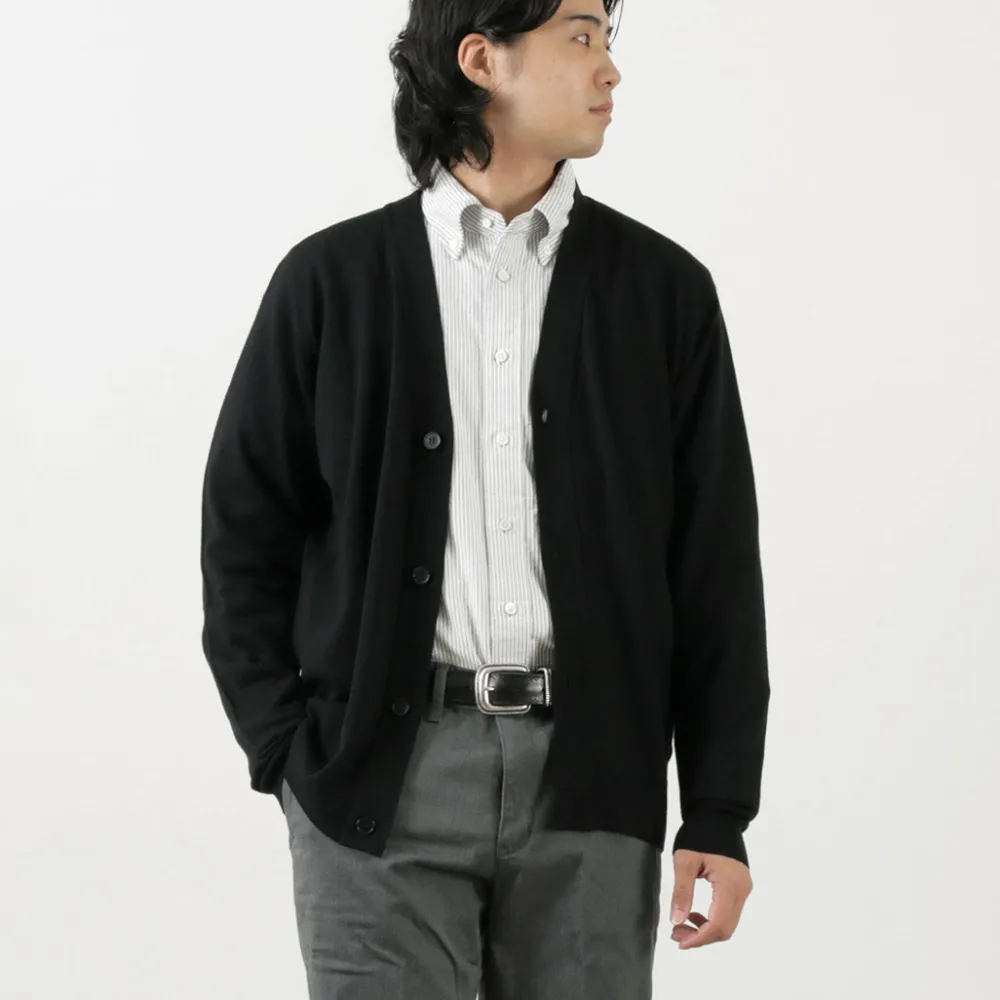 JOHN SMEDLEY Cardigans^/ Merino Wool 24 Gauge V-Neck Knit Cardigan