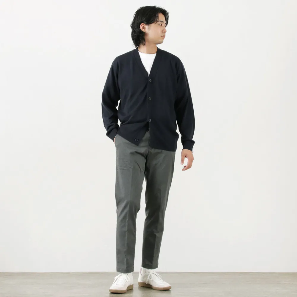 JOHN SMEDLEY Cardigans^/ Merino Wool 24 Gauge V-Neck Knit Cardigan