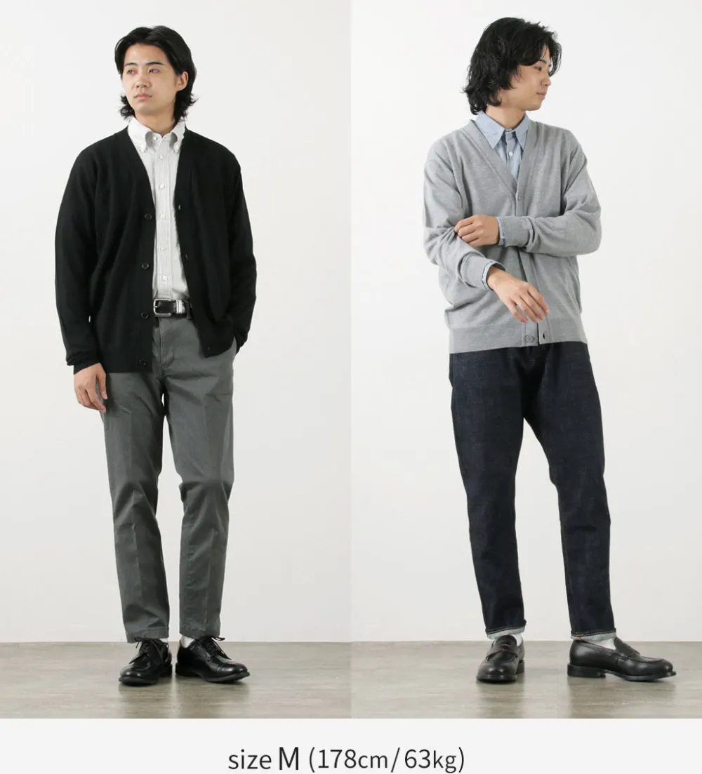 JOHN SMEDLEY Cardigans^/ Merino Wool 24 Gauge V-Neck Knit Cardigan